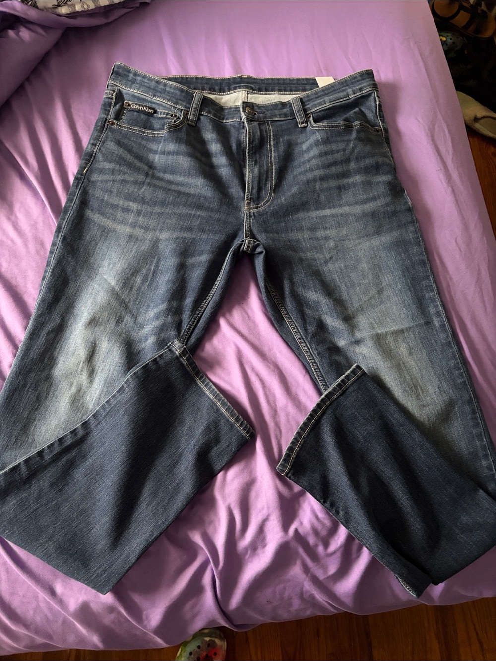 Calvin Klein Men's Bootcut Jeans in Faded Blue